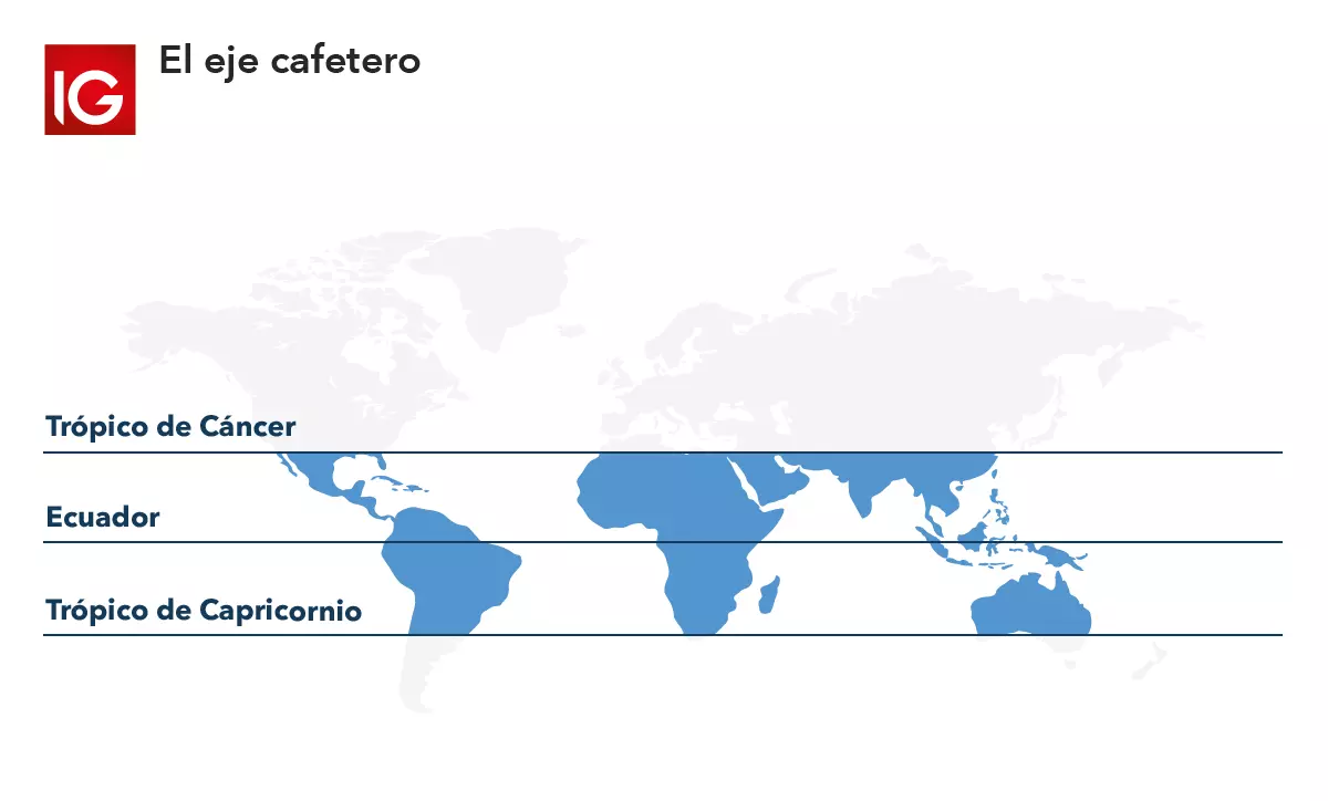 The coffee belt shows where coffee is traded in the world